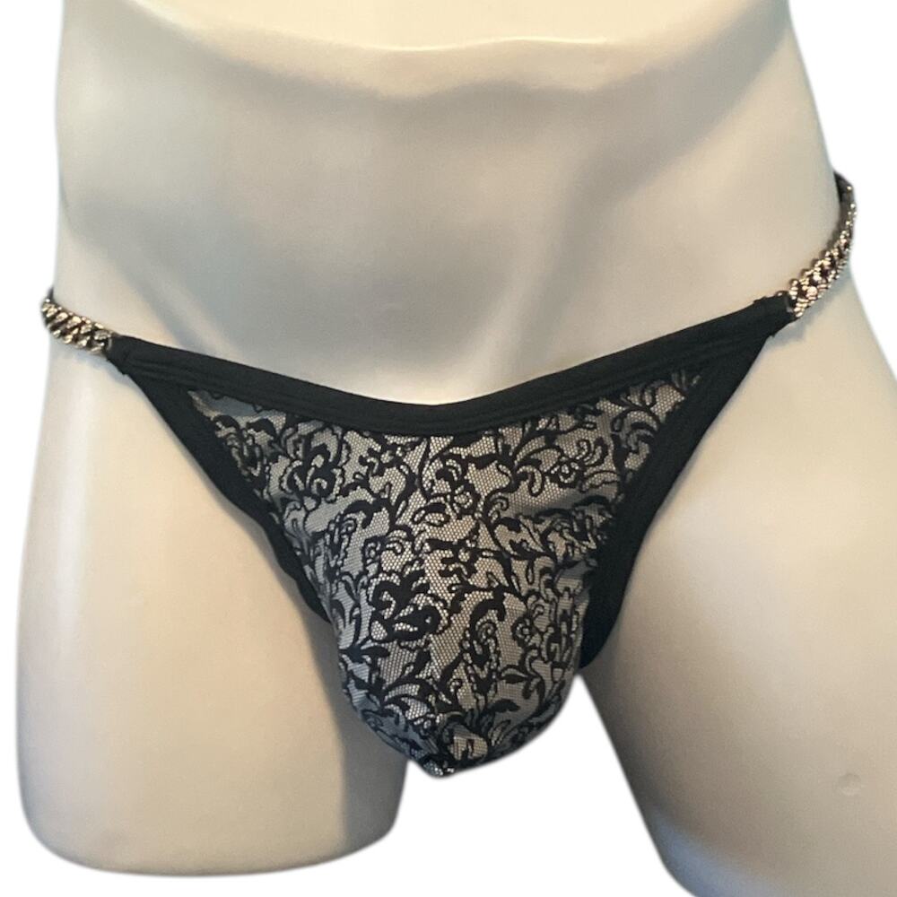 Andrew Christian Chain Lace Bikini Black White XXL